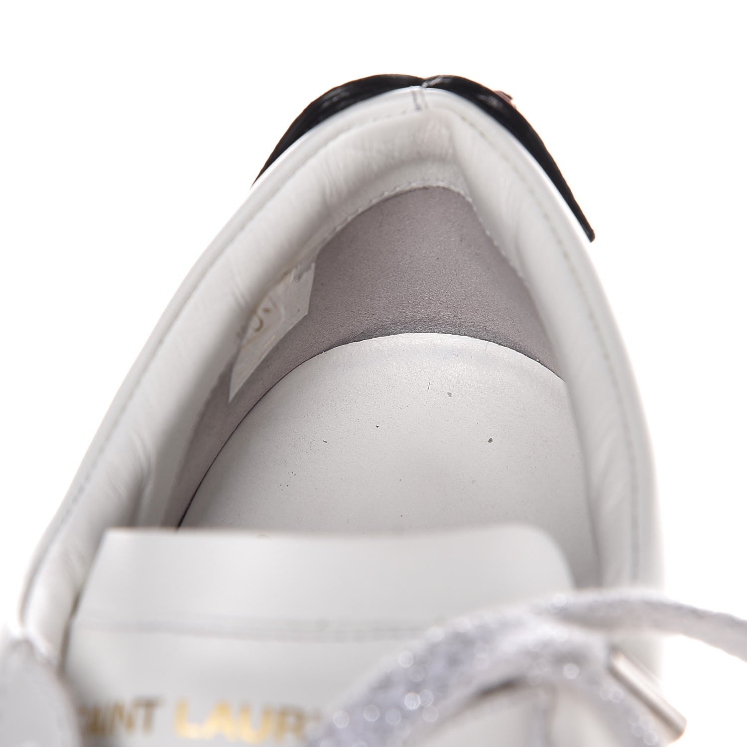Saint Laurent Calfskin Metallic Ayers Signature Court Lips Sneakers 38 Optic White 12 of 13