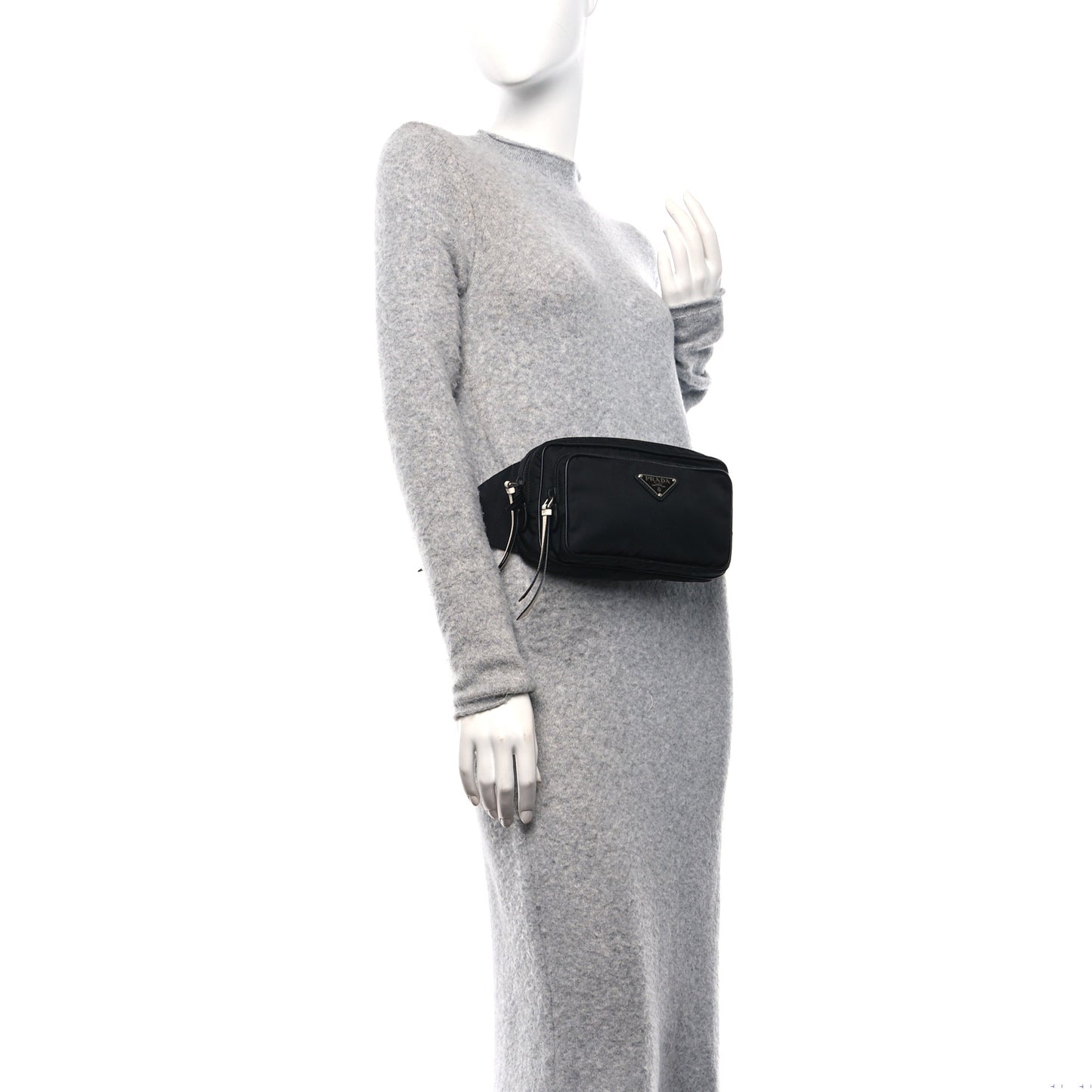 Tessuto Nylon Studded Belt Bag Black White
