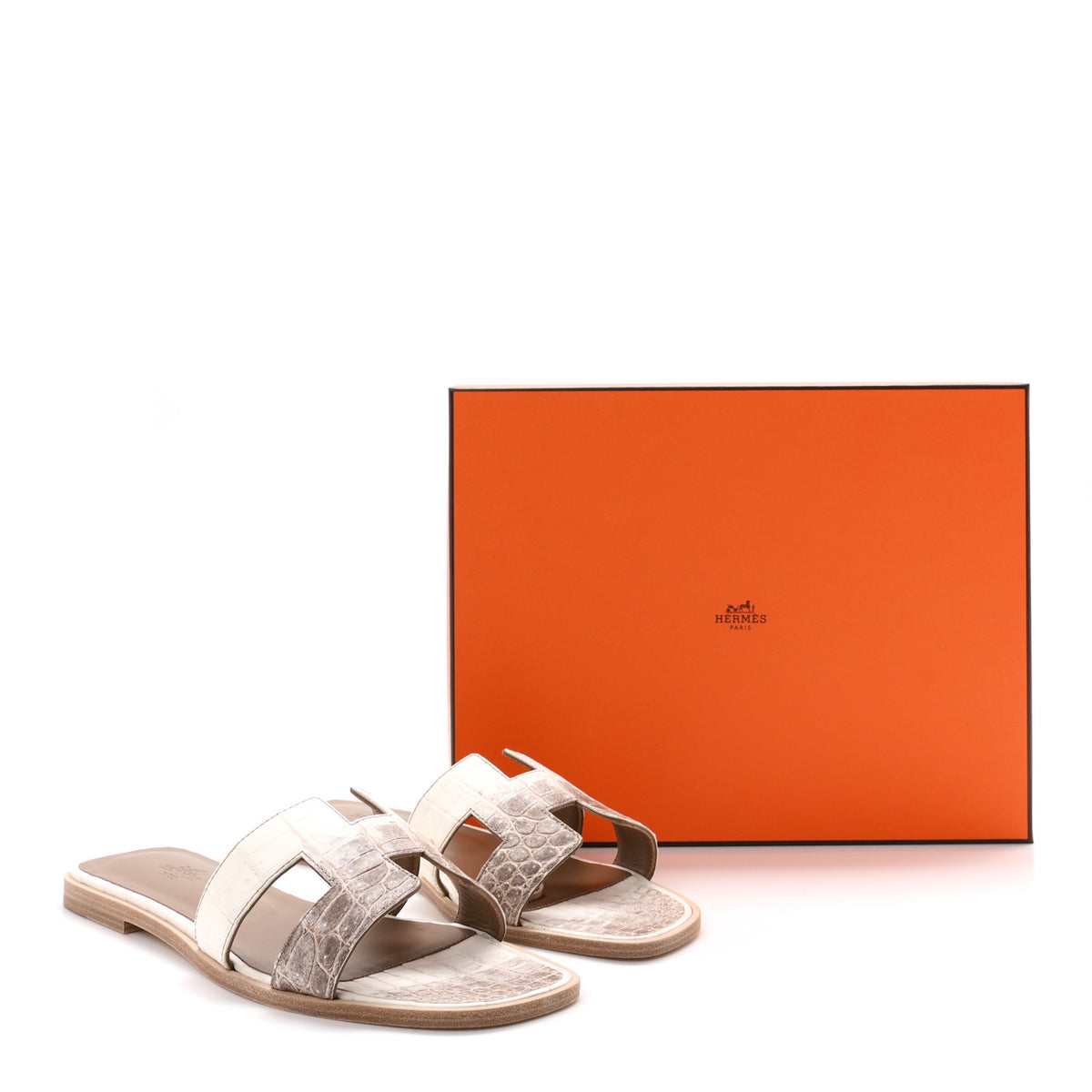 Hermes Matte Niloticus Crocodile Himalaya Oran Sandals 36 Blanc 40 11 of 11