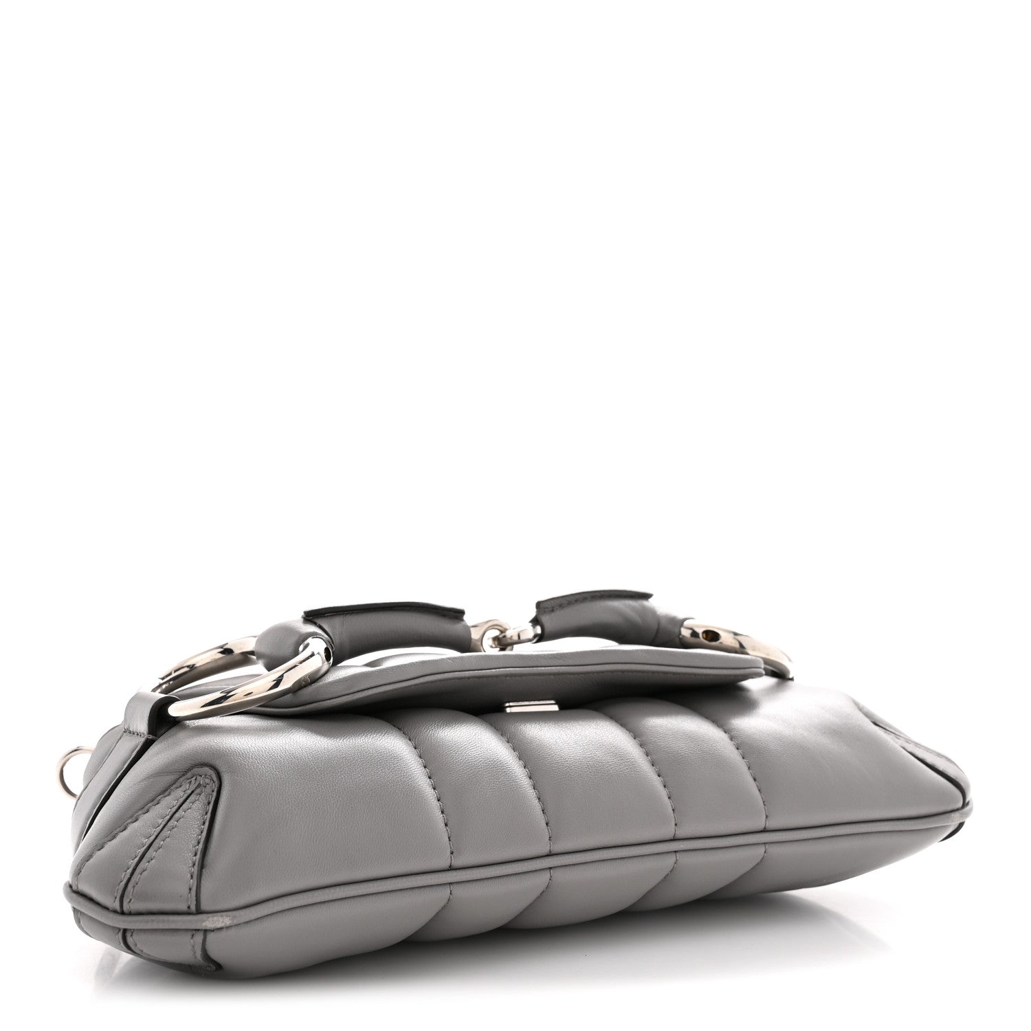 Gucci Nappa Vertical Matelasse Small Maxi Horsebit Chain Shoulder Bag Gray 4 of 10