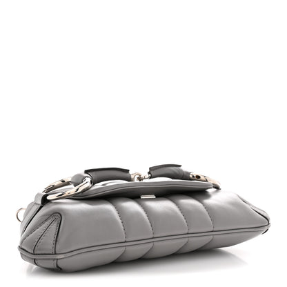 Gucci Nappa Vertical Matelasse Small Maxi Horsebit Chain Shoulder Bag Gray 4 of 10