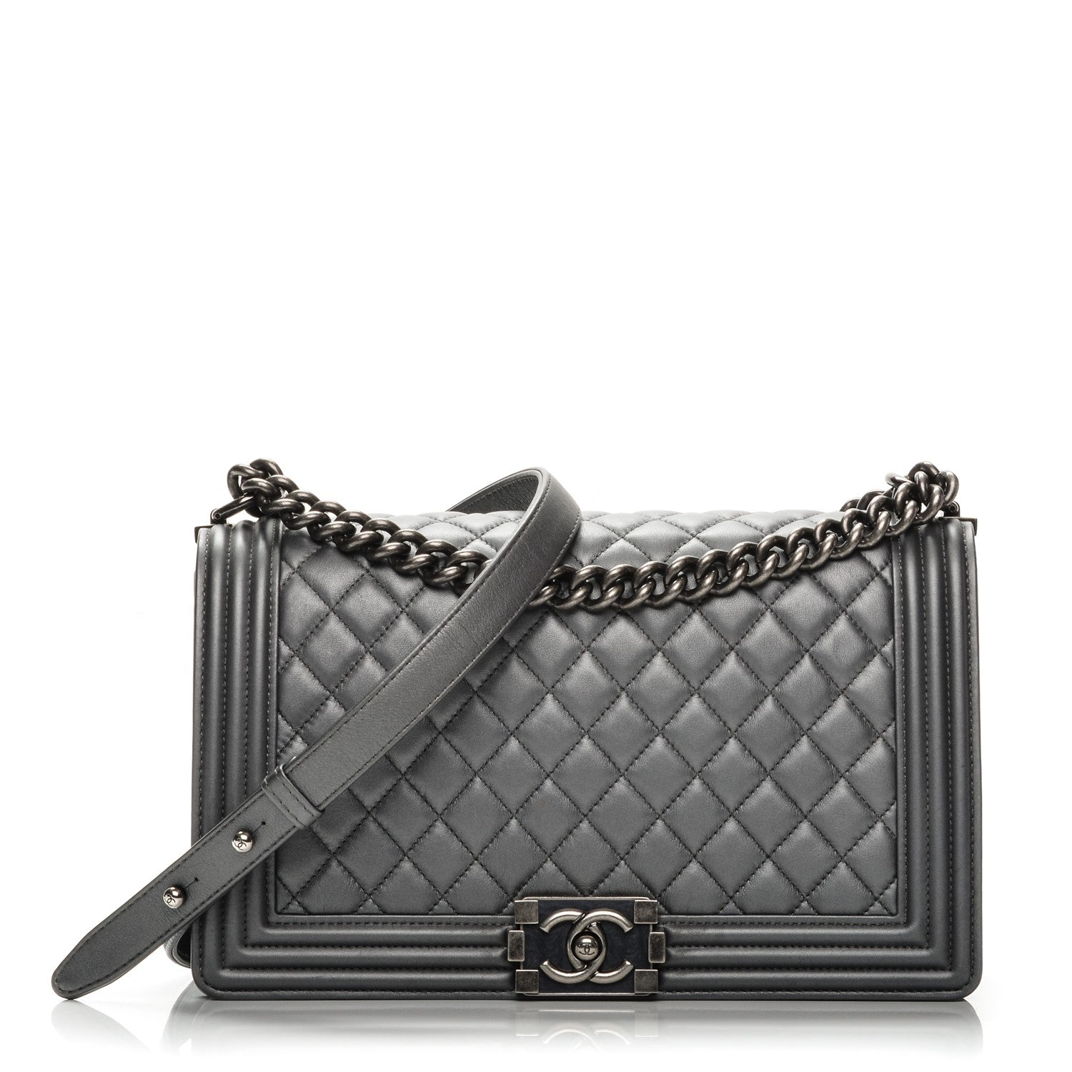 Chanel Calfskin Quilted New Medium Boy Flap Grey 1 of 7