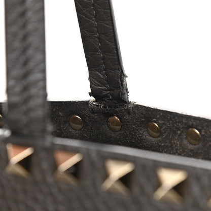 Valentino Garavani Grained Calfskin Rockstud Shoulder Tote Graphite 19 of 21