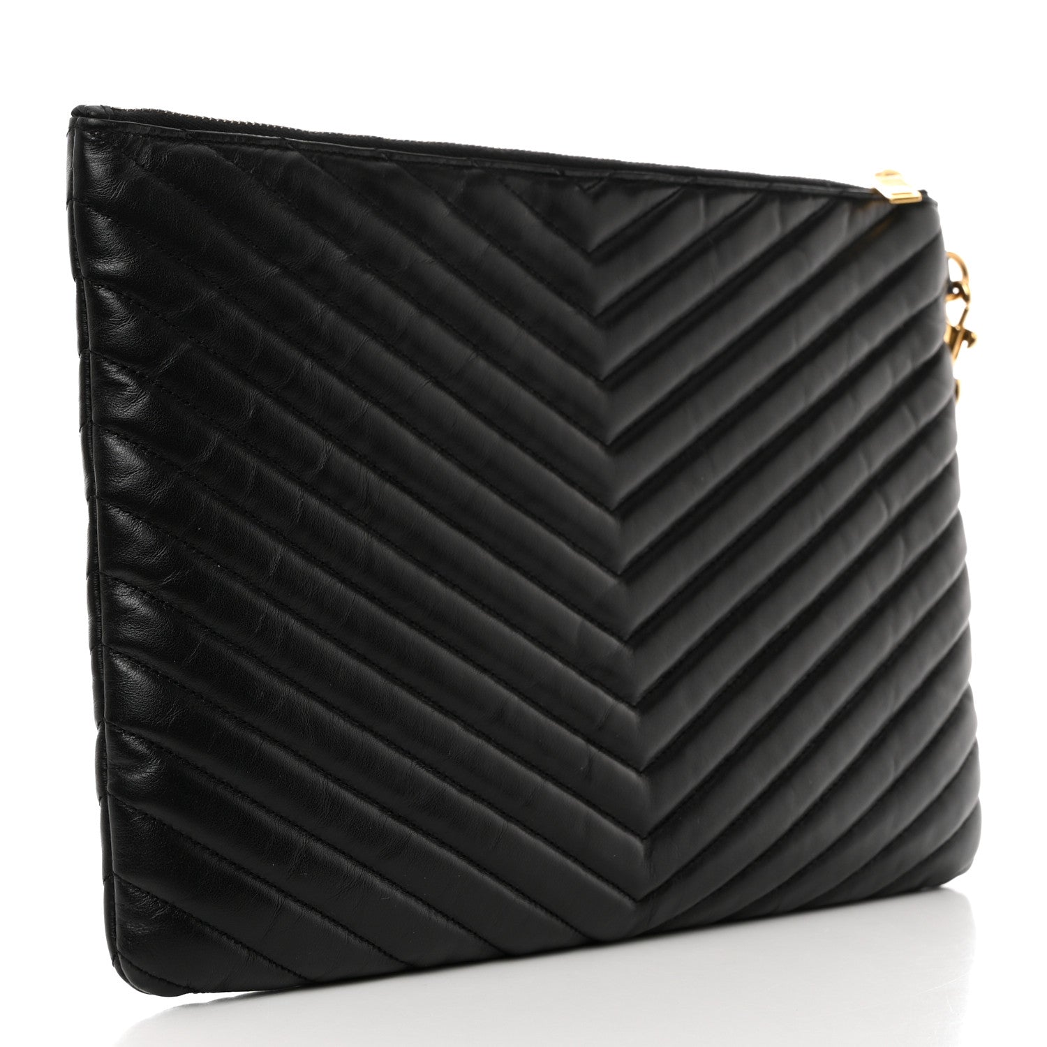 Saint Laurent Calfskin Matelasse Monogram Cassandre Tablet Pouch Black 3 of 7