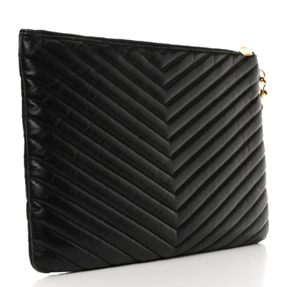 Saint Laurent Calfskin Matelasse Monogram Cassandre Tablet Pouch Black 3 of 7
