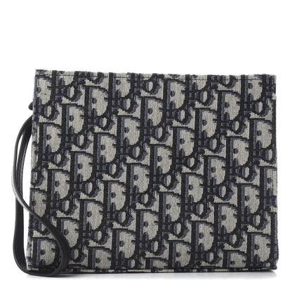 Christian Dior Oblique Zipped Pouch Clutch Blue 1 of 10