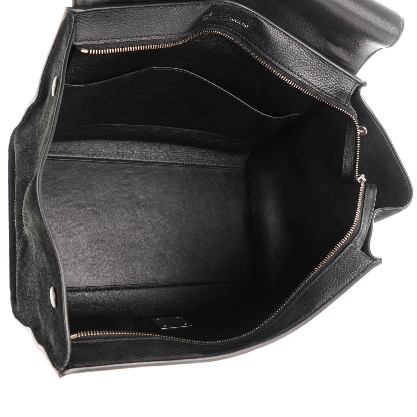 Drummed Calfskin Suede Medium Trapeze Black