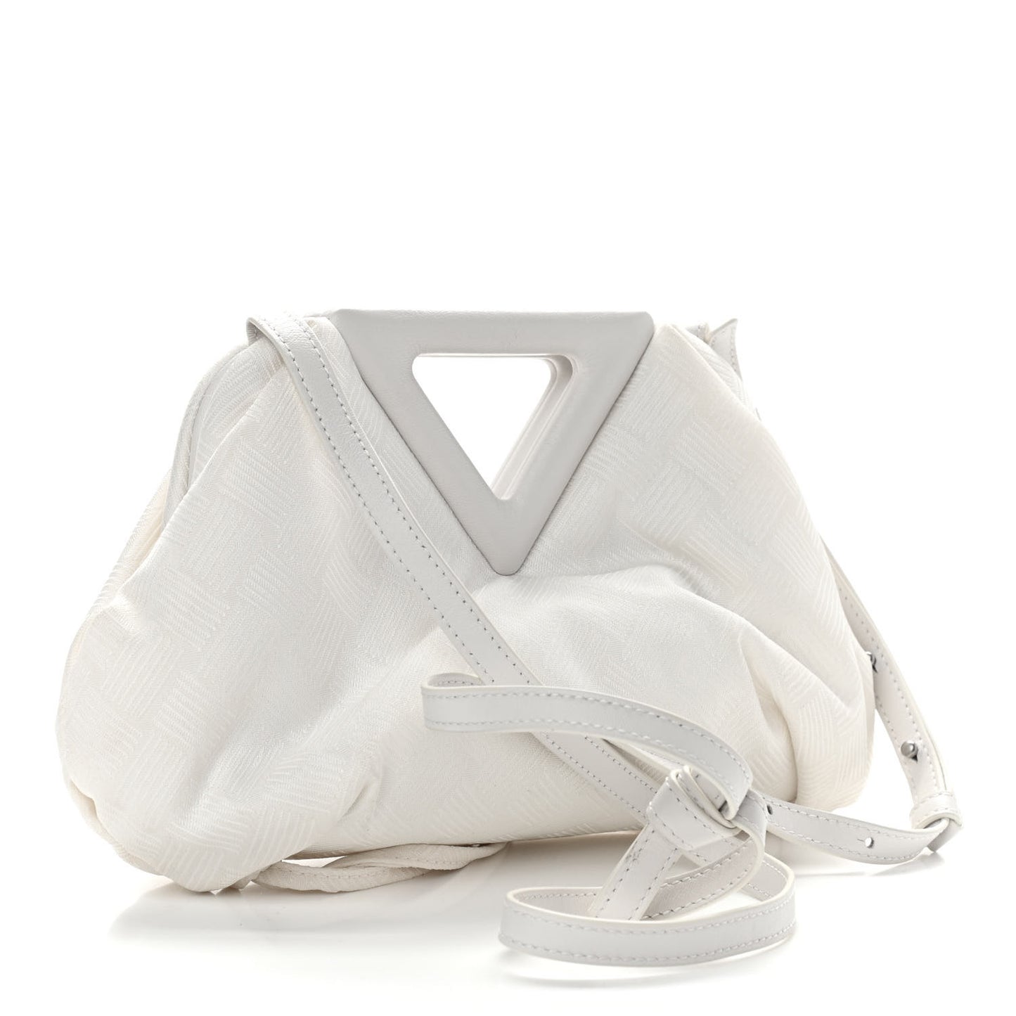 Nylon Jacquard Small The Point Triangle Bag Chalk