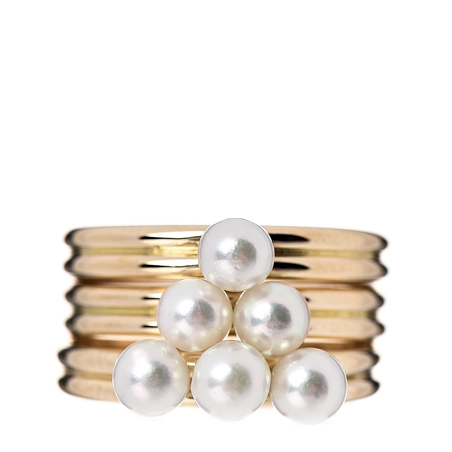 Mikimoto 18K Yellow Gold Akoya Pearl Band Ring Set 47 4 1 of 6