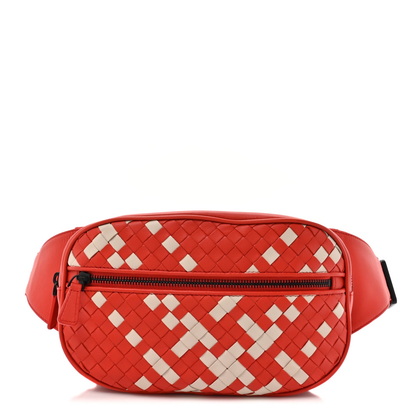 Nappa Intrecciato Belt Bag Red White