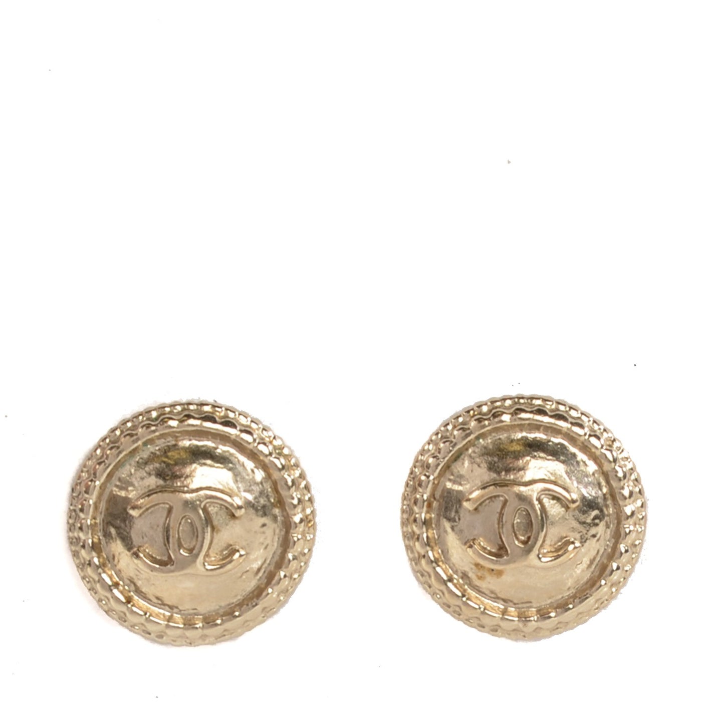 CC Button Earrings Gold