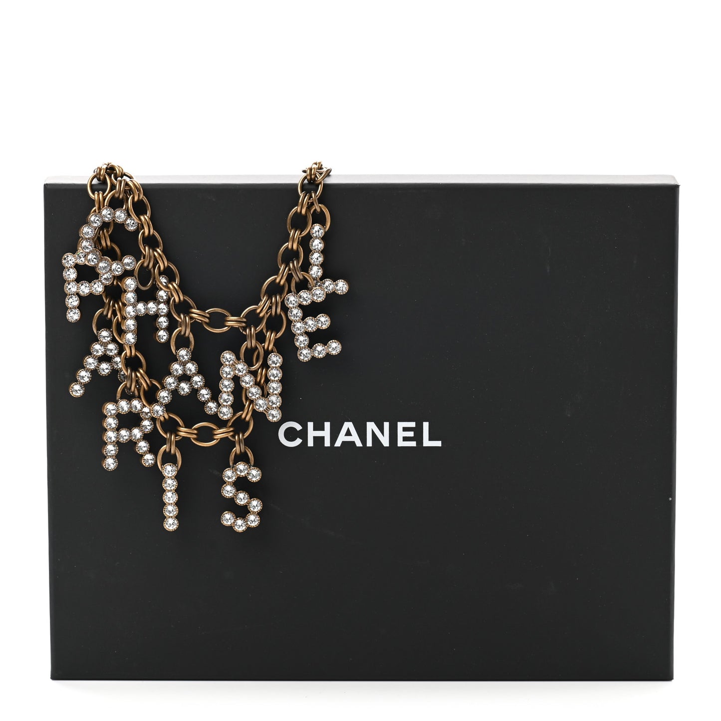 Crystal City of Lights Letter Chain Necklace Gold