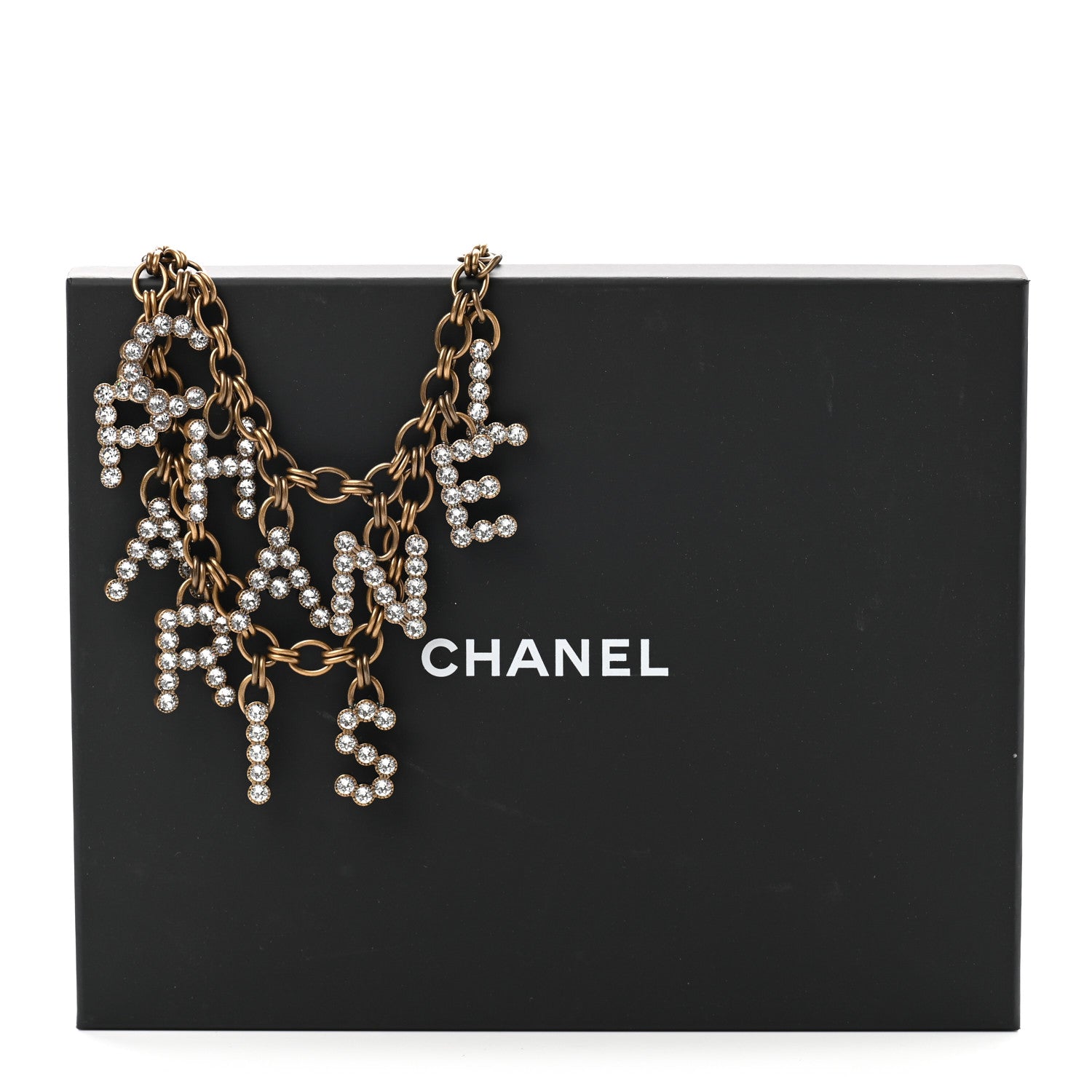 Chanel Crystal City of Lights Letter Chain Necklace Gold 7 of 7