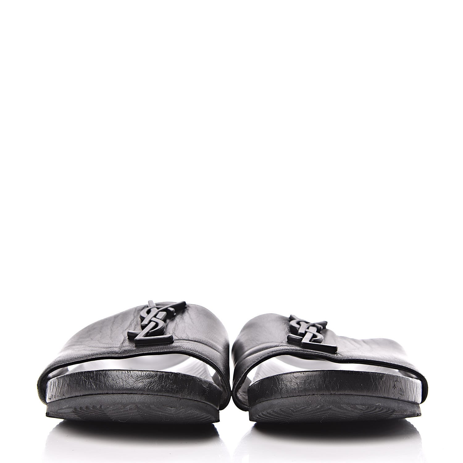 Saint Laurent Lambskin Joan Slide Sandals 39 Black 2 of 14