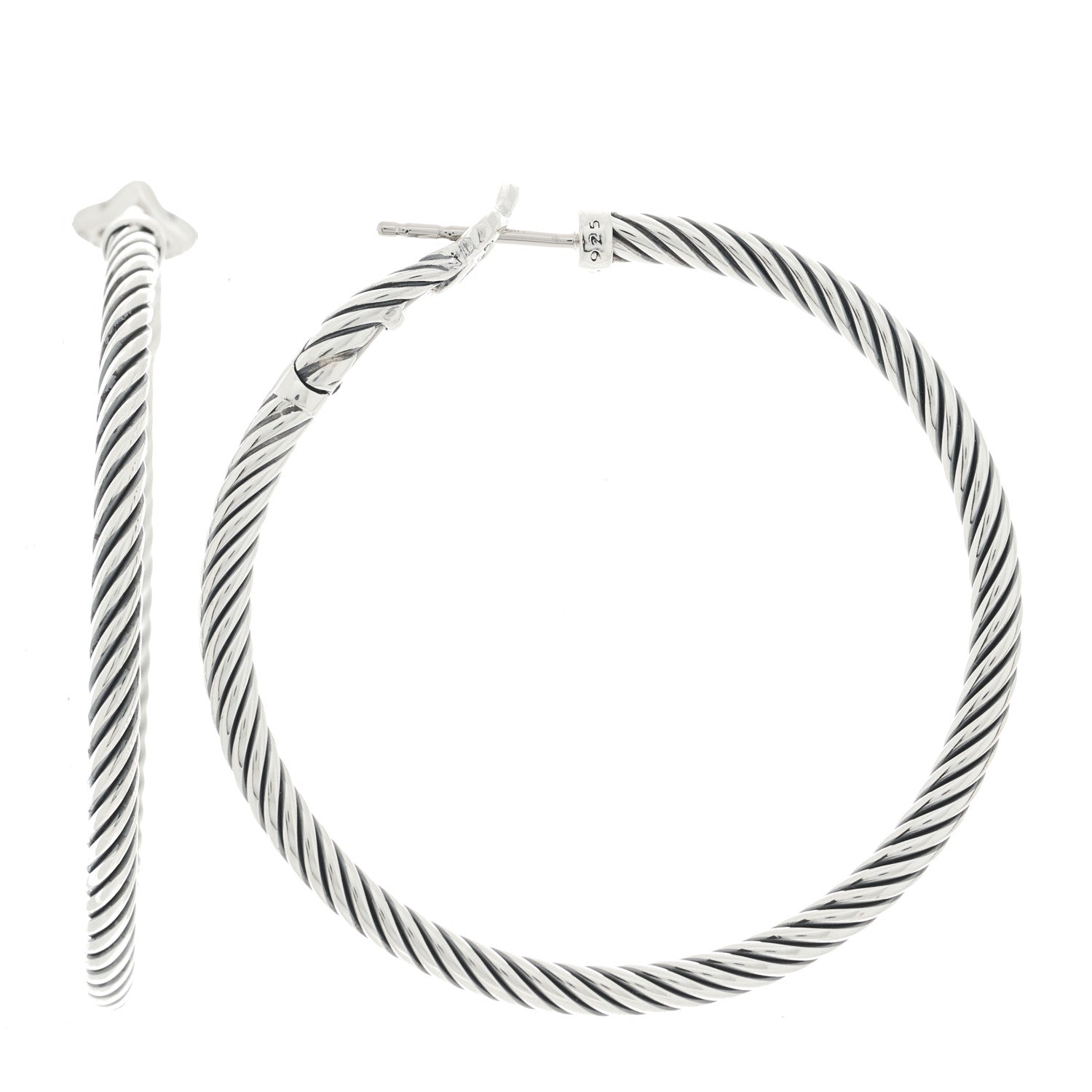 David Yurman Sterling Silver Medium Cable Classics Hoop Earrings 1 of 4