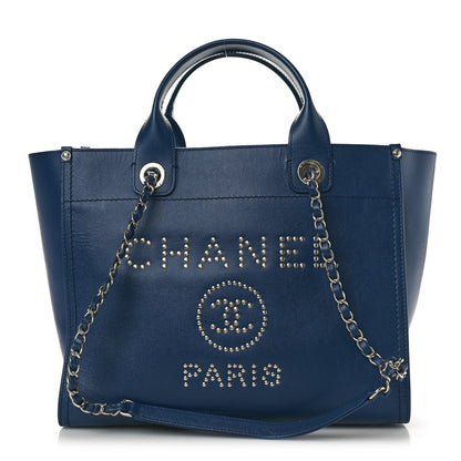 Chanel Caviar Small Studded Deauville Tote Navy 1 of 10