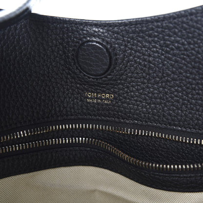 Tom Ford Pebbled Calfskin Small Alix Padlock Zip Hobo Bag Black 6 of 9