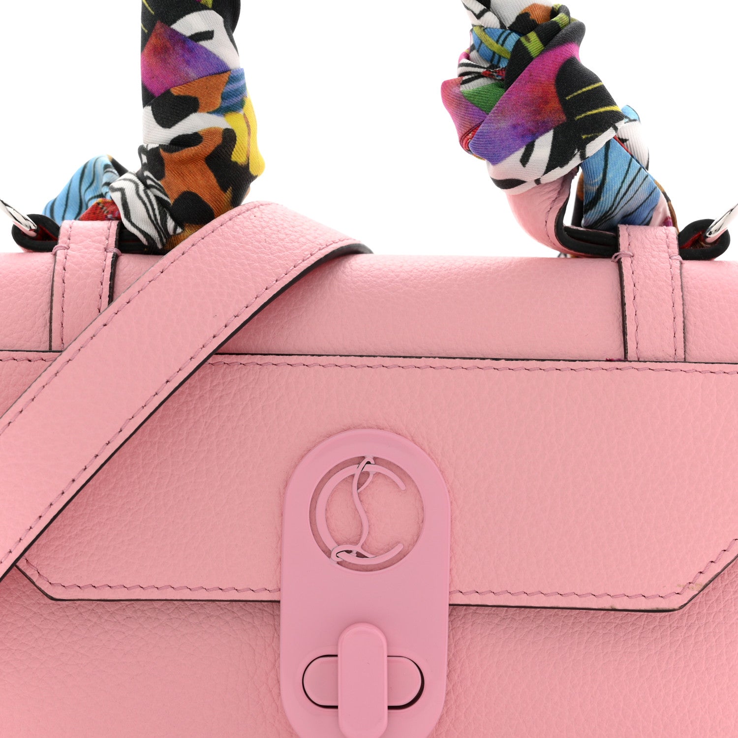 Christian Louboutin Calfskin Empire Silk Mini Elisa Top Handle Bag Soupir Multicolor 7 of 11