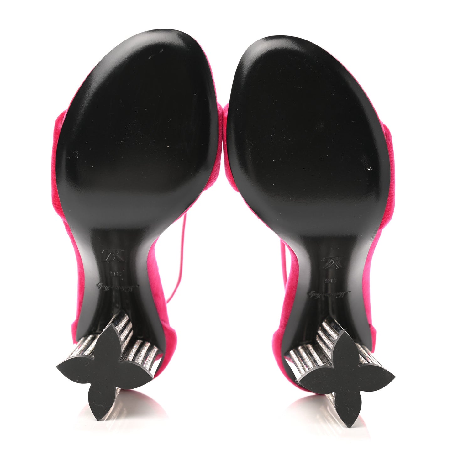 Velvet Crystal Silhouette Sandals 36 Pink
