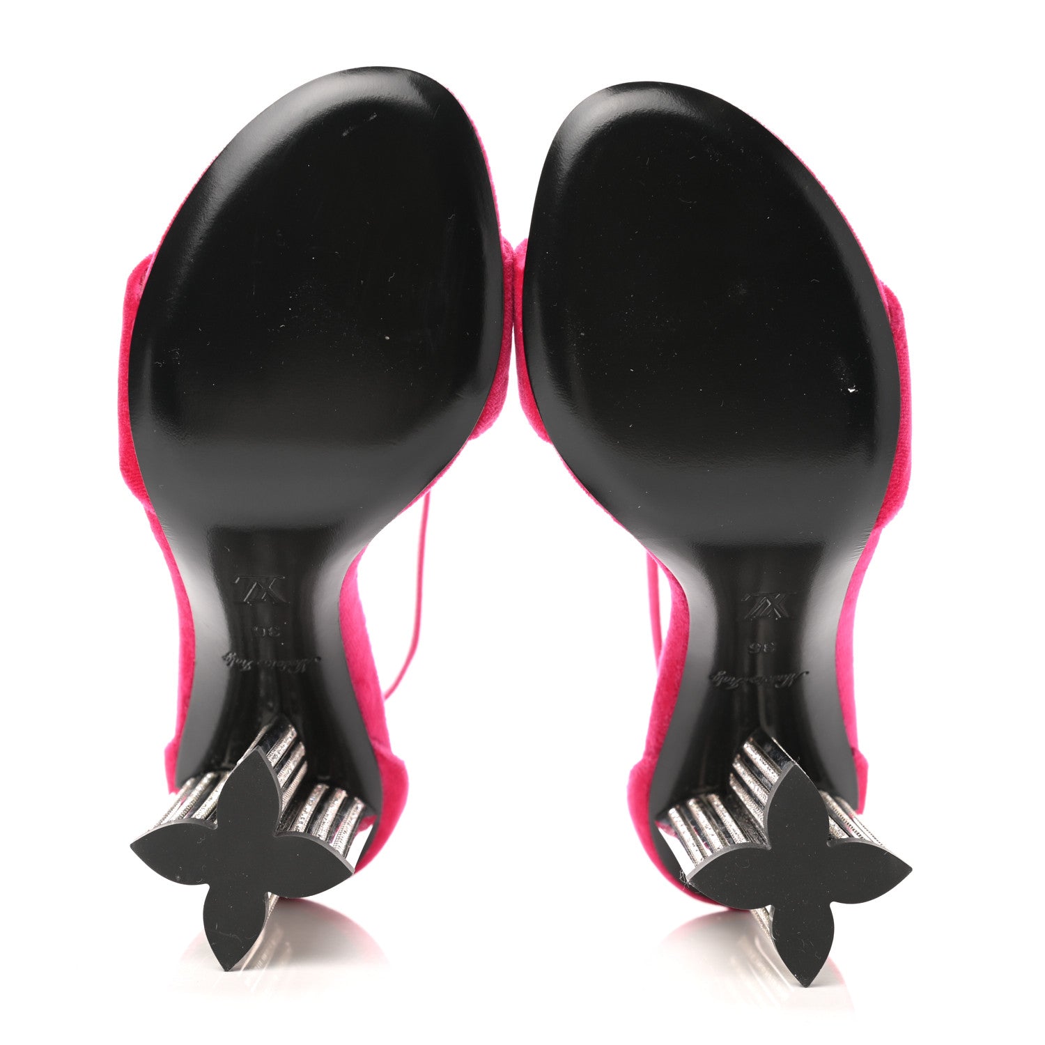 Louis Vuitton Velvet Crystal Silhouette Sandals 36 Pink 5 of 9