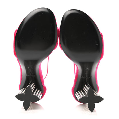 Louis Vuitton Velvet Crystal Silhouette Sandals 36 Pink 5 of 9
