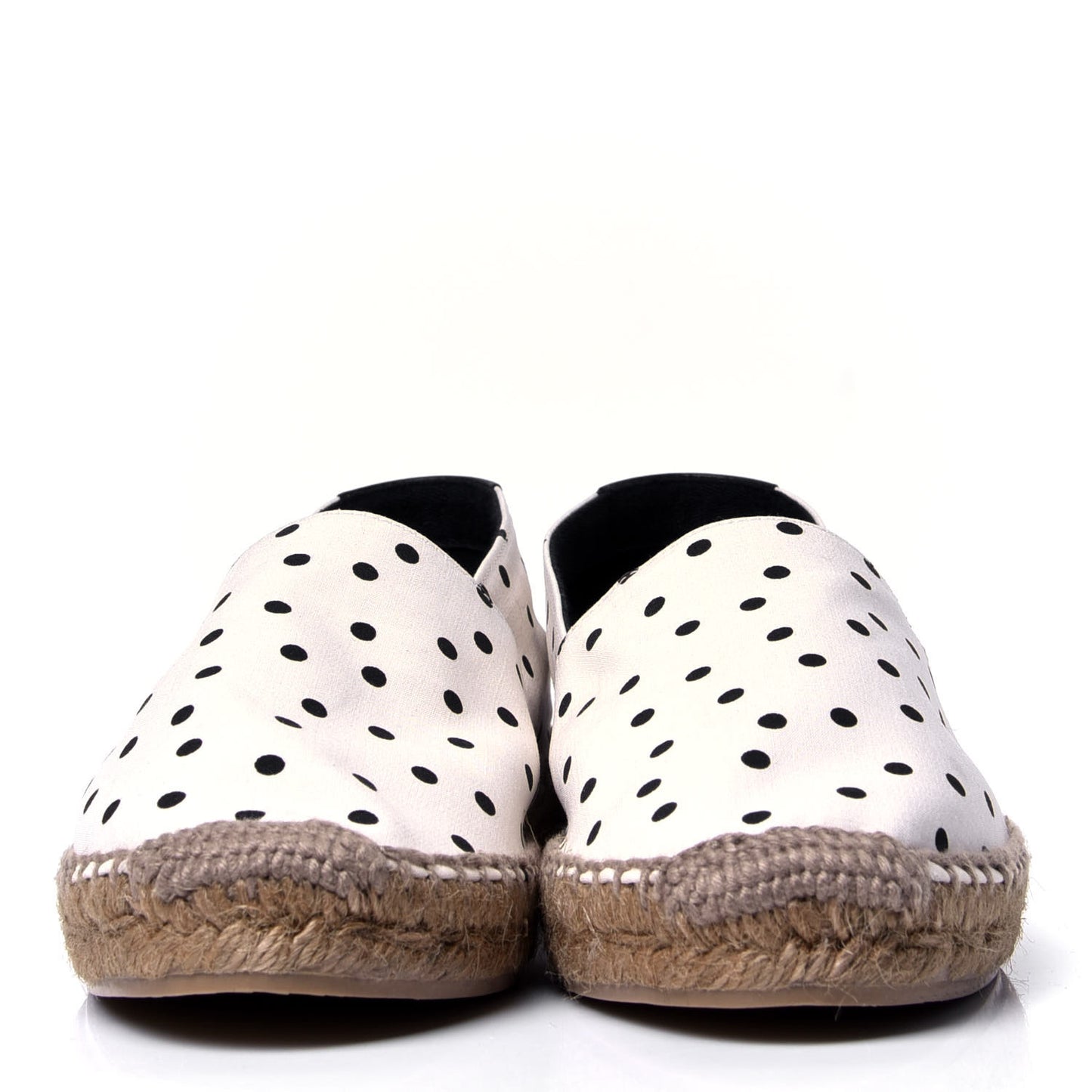 Canvas Nappa Polka Dot Elba Light Logo Embroidered Espadrilles 39 Cream Black