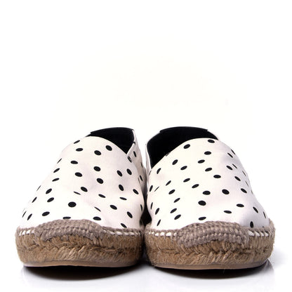 Saint Laurent Canvas Nappa Polka Dot Elba Light Logo Embroidered Espadrilles 39 Cream Black 2 of 6
