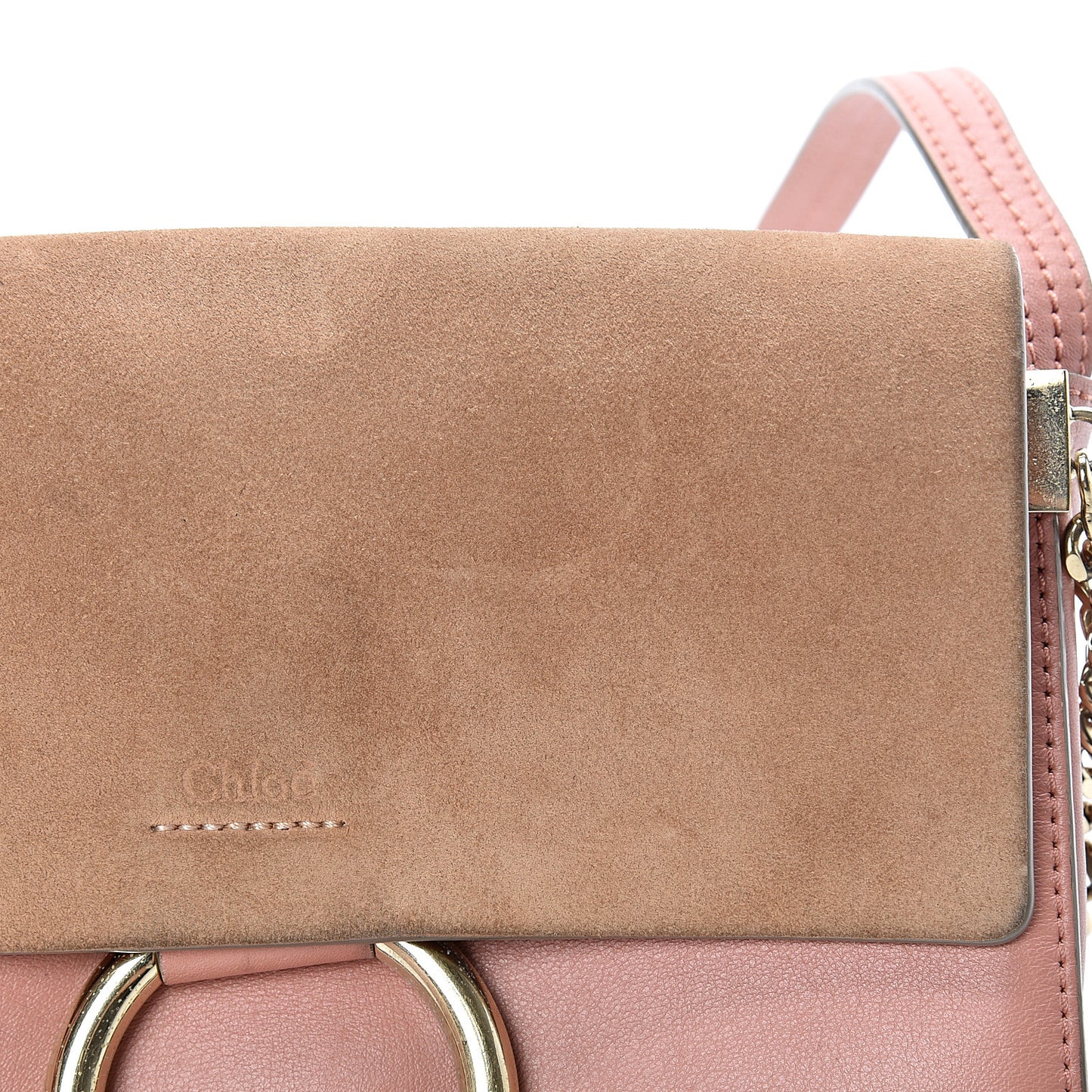 Suede Calfskin Small Faye Shoulder Bag Blushy Pink