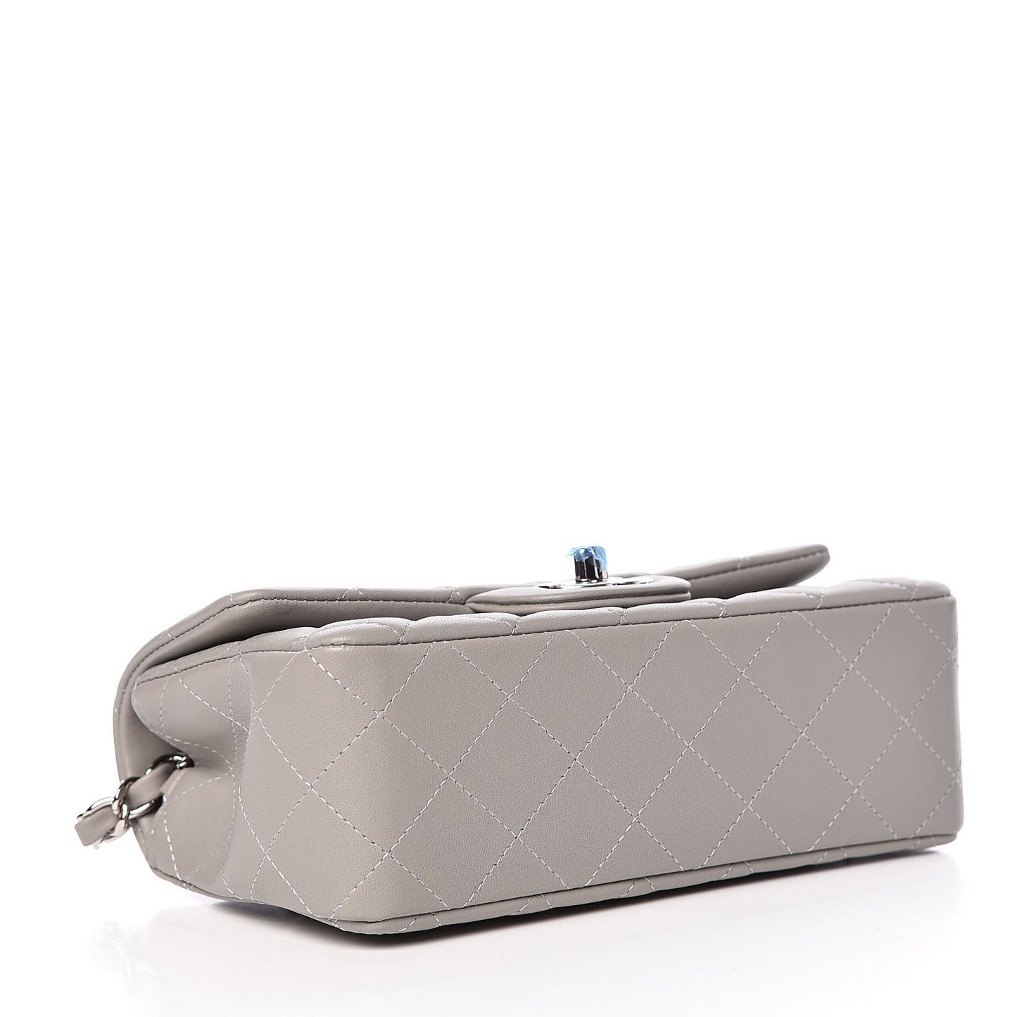 Lambskin Quilted Mini Rectangular Flap Grey