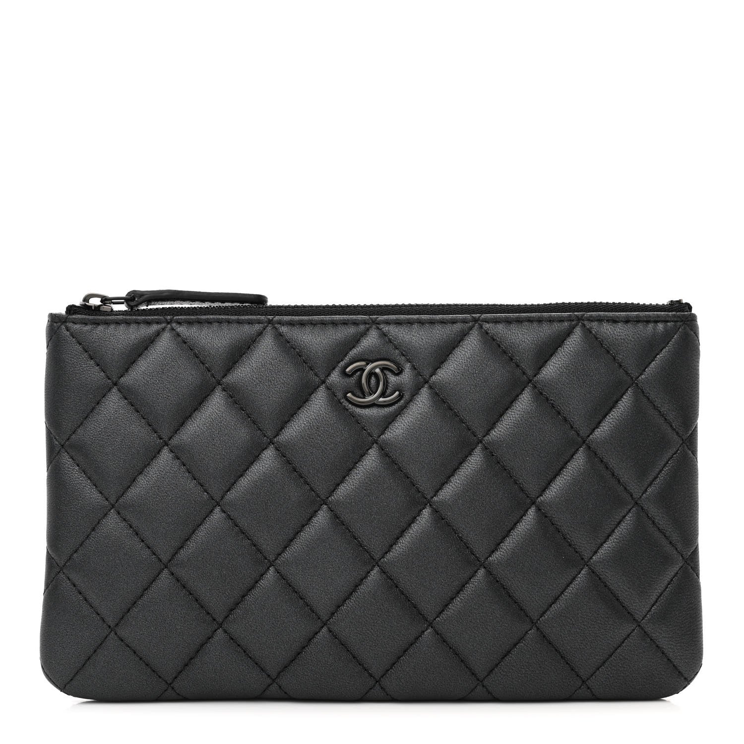 Chanel Pearly Lambskin Quilted Cosmetic Case So Black 1 of 7