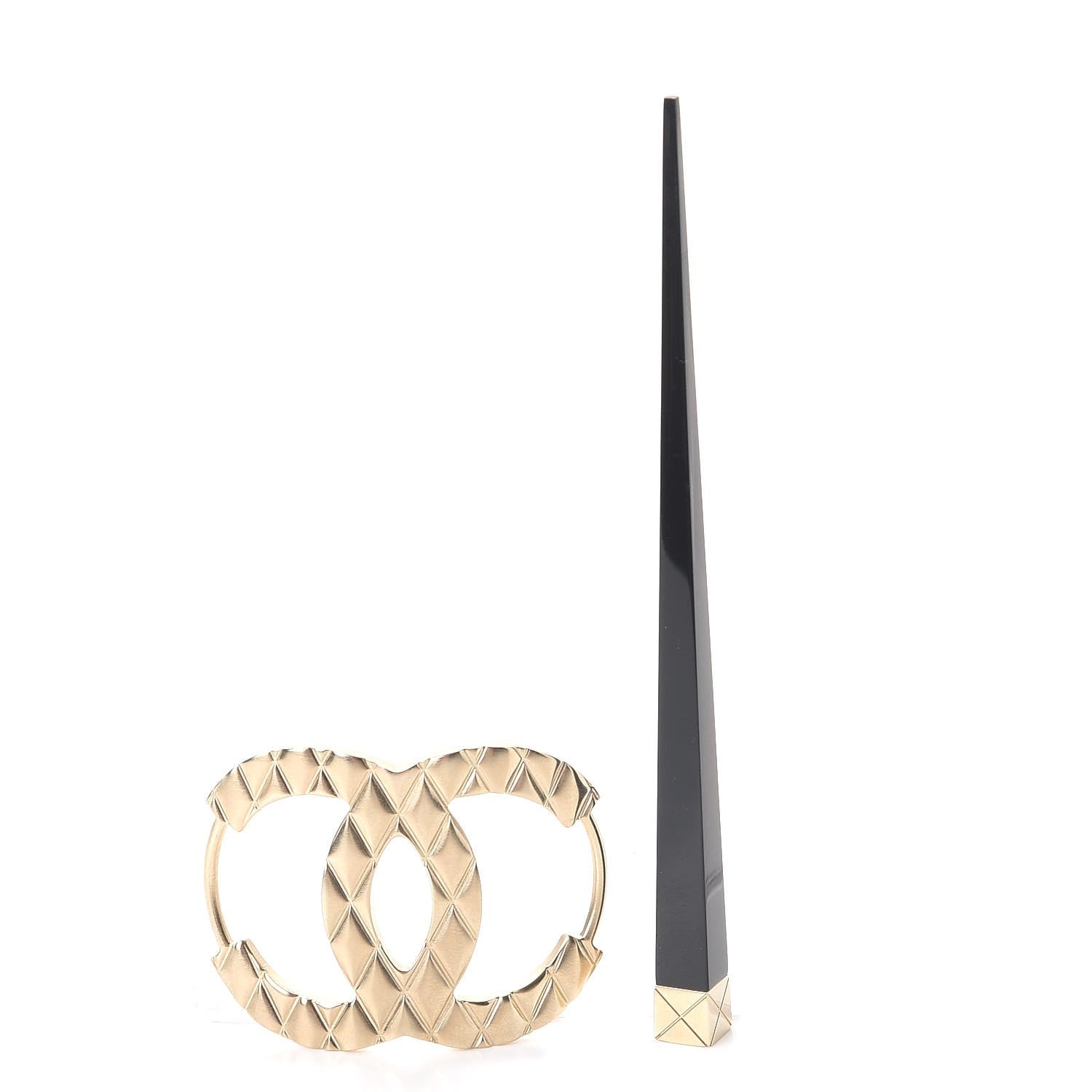 Chanel Quilted CC Hair Pin Gold 3 of 5