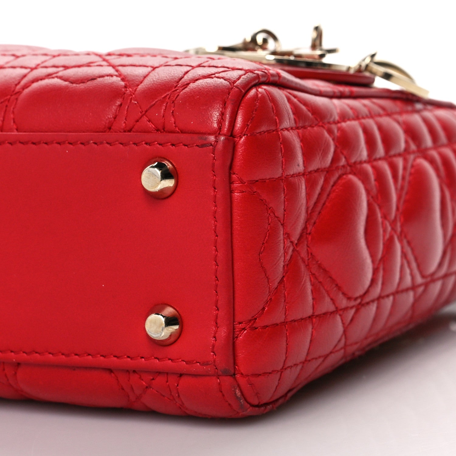 Christian Dior Calfskin Cannage Dioramour Mini Lady Dior Bag Bright Red 8 of 12