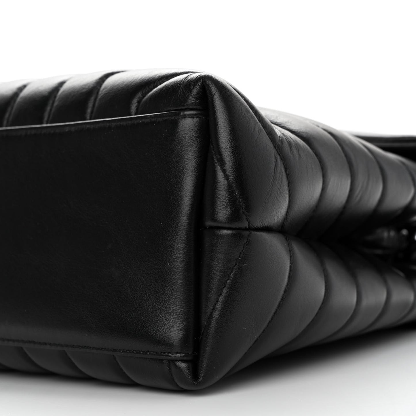 Calfskin Y Quilted Monogram Monochrome Medium Loulou Chain Satchel Black