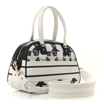 Christian Dior Calfskin Star Medium Dior Vibe Zip Bowling Bag White Blue 3 of 12