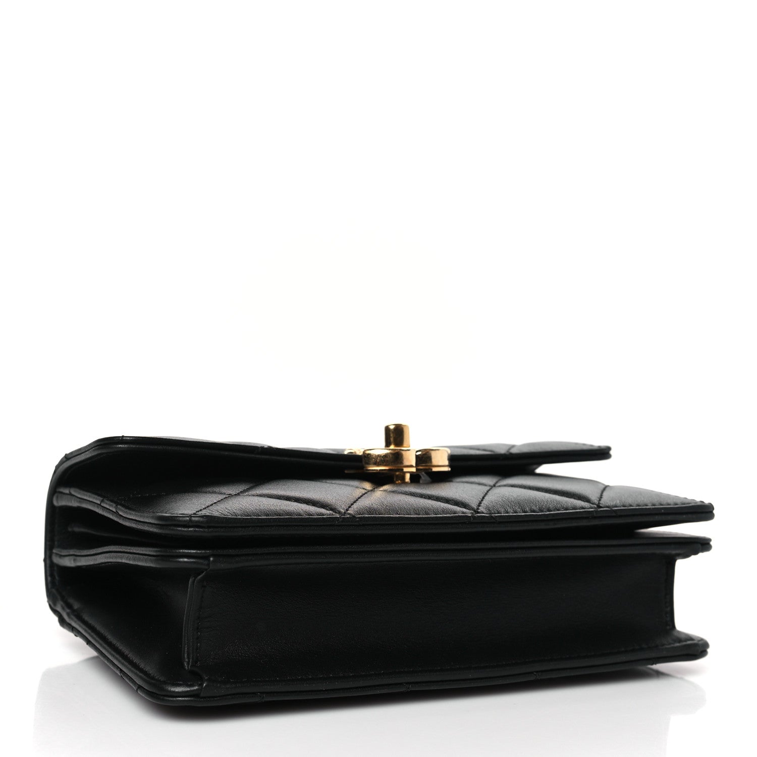 Chanel Shiny Calfskin Quilted Mini Metal Top Handle Flap Black 4 of 8