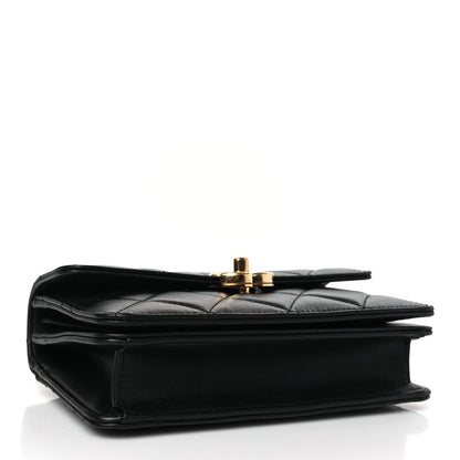 Chanel Shiny Calfskin Quilted Mini Metal Top Handle Flap Black 4 of 8