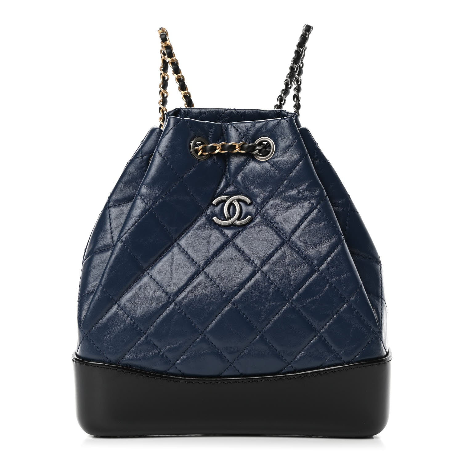 Chanel Aged Calfskin Quilted Small Gabrielle Backpack Blue Black 1 of 4