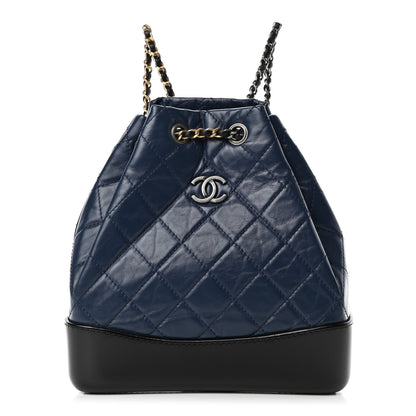 Chanel Aged Calfskin Quilted Small Gabrielle Backpack Blue Black 1 of 4