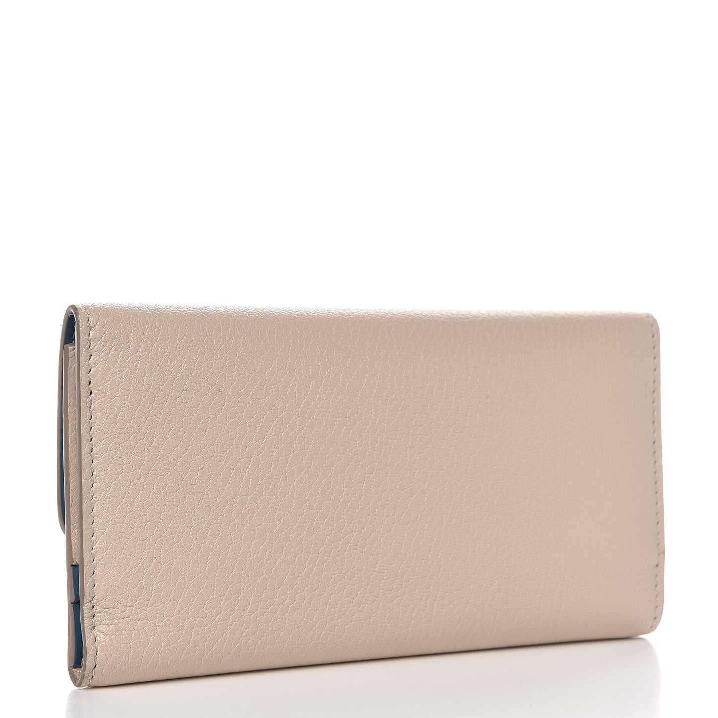 Grainy Calfskin D-Ring Continental Wallet Stone