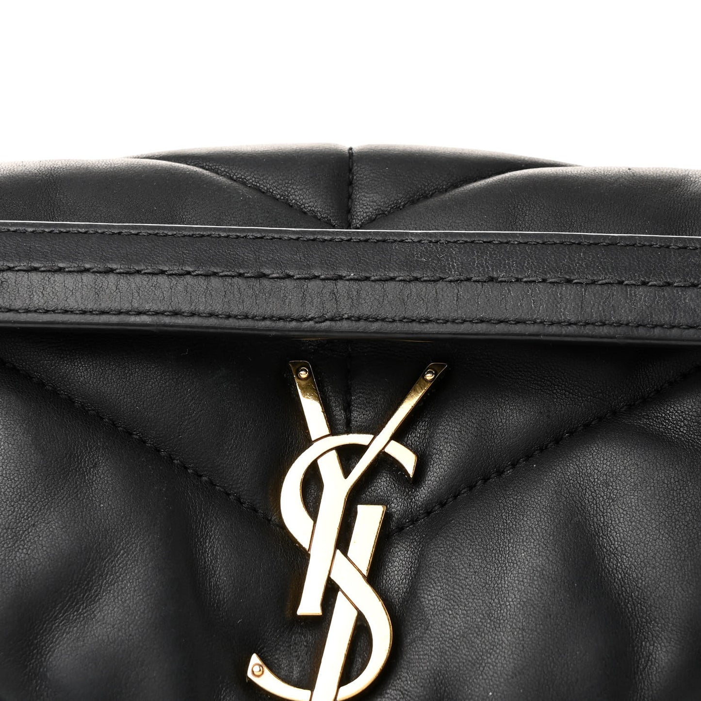 Lambskin Quilted Small Loulou Puffer Monogram Chain Satchel Black