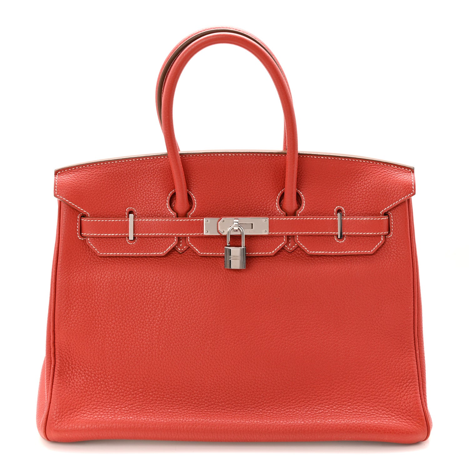 Hermes Taurillon Clemence Eclat Birkin 35 Sanguine White 1 of 11