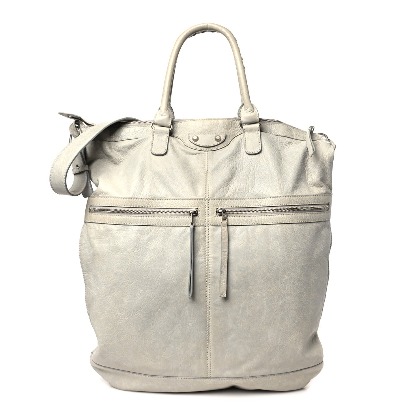 Agneau Classic Hardware Large Square Tote Gris Ciment