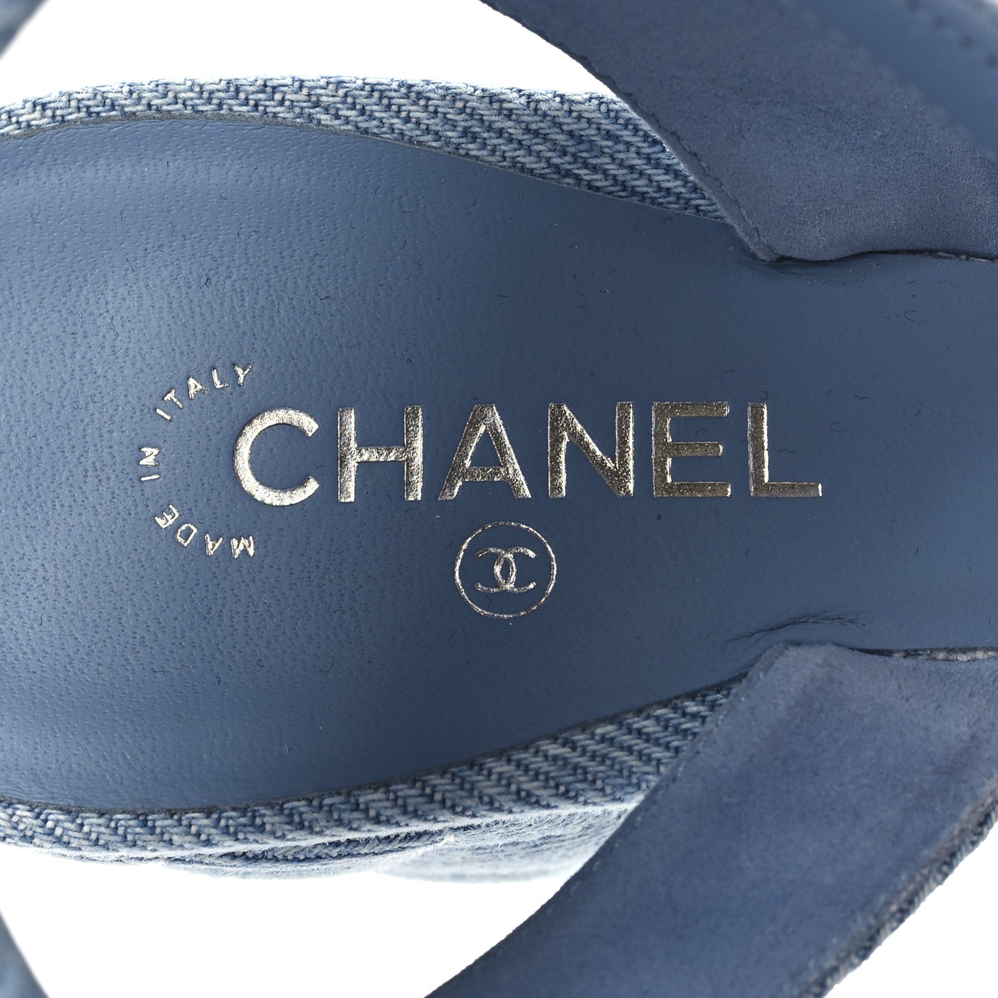 Denim Quilted Sandals 37 Blue