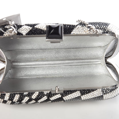Judith Leiber Swarovski Crystal Checkered Miniaudiere Clutch Black White 5 of 8