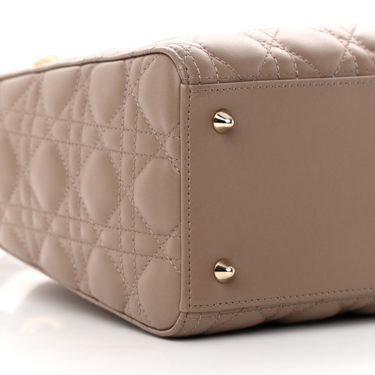 Christian Dior CHRISTIAN DIOR Lambskin Cannage Medium Lady Dior Warm Taupe 9 of 12
