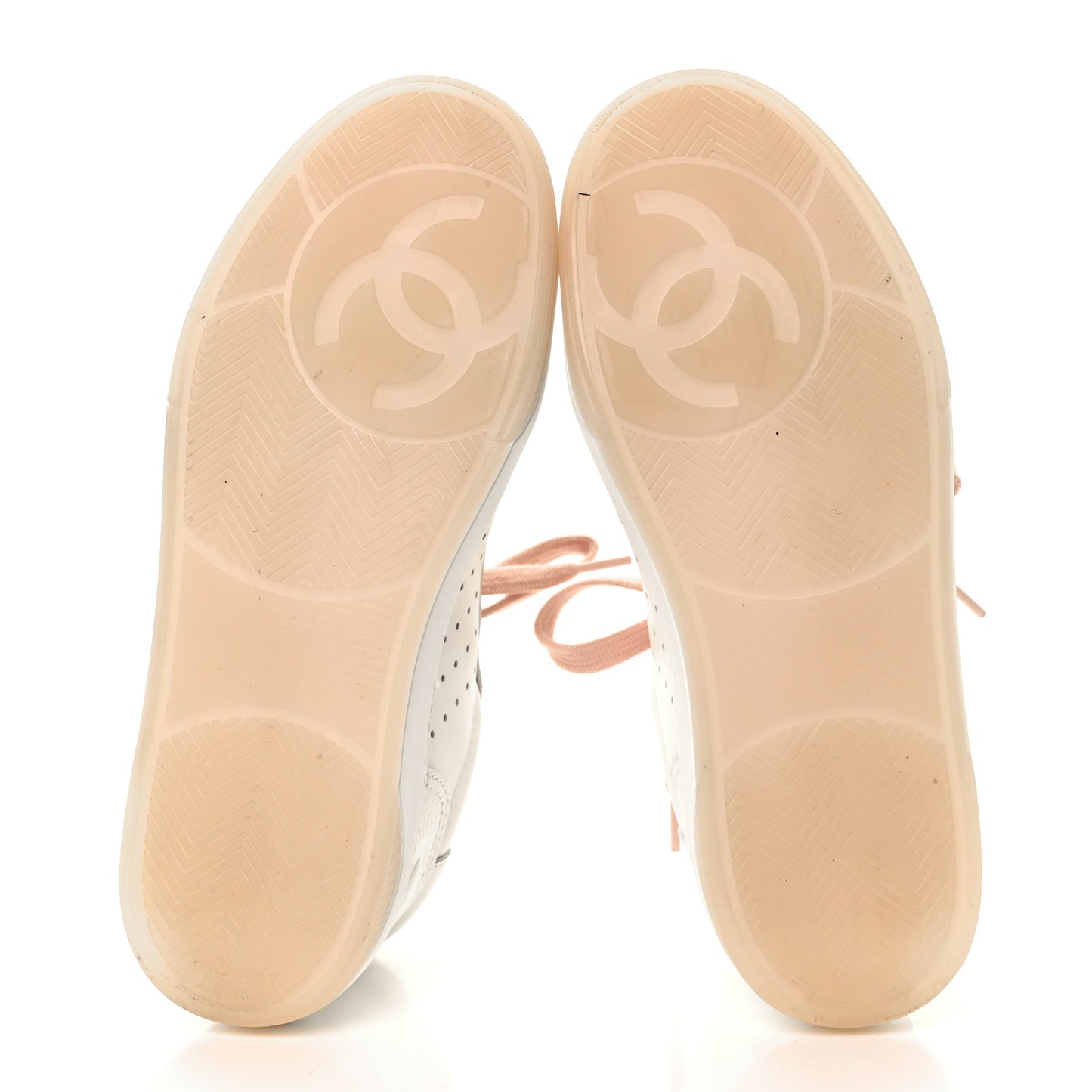 Grained Calfskin Fabric Womens Logo Sneakers 38 White Pink