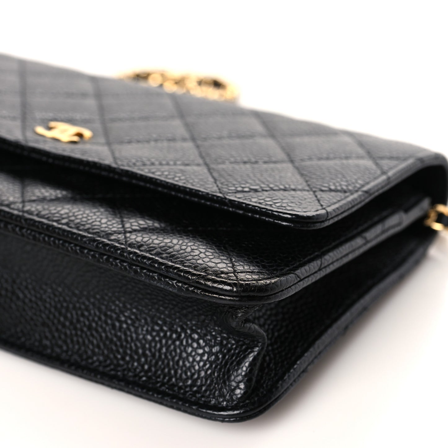 Caviar Quilted Wallet on Chain WOC Black