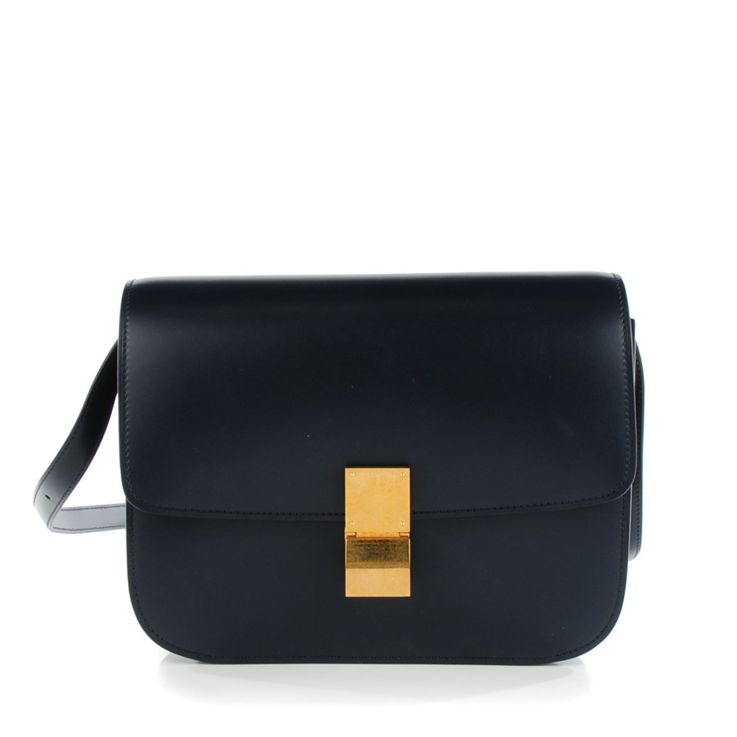 Box Calfskin Medium Classic Box Flap Bag Navy