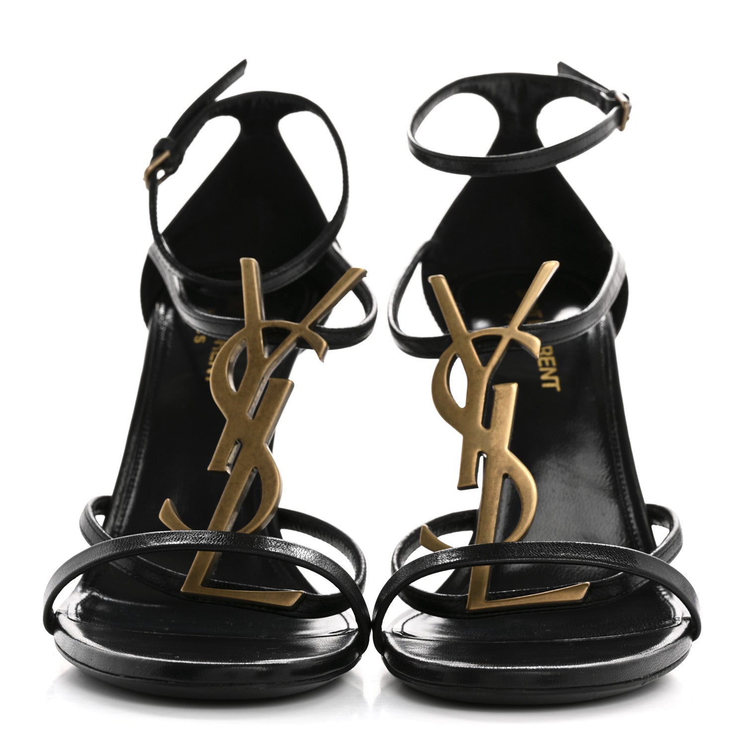 Saint Laurent Calfskin Cassandra 100 Ankle Strap Sandals 37 Black 3 of 10