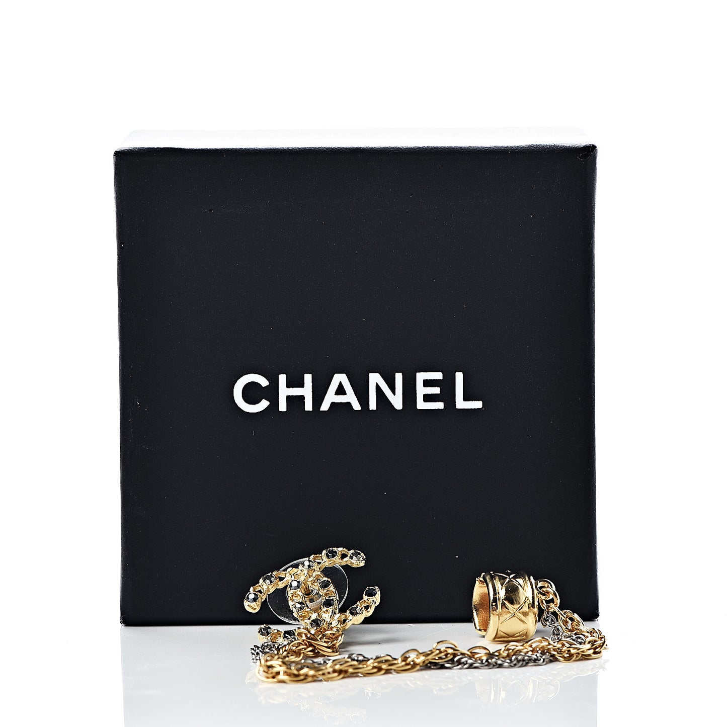 Crystal CC Chain Cuff Single Earring Gold Silver